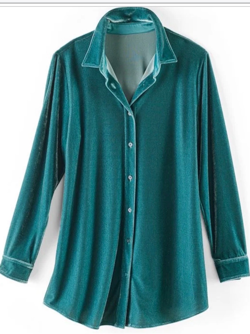 Soft Surroundings Seafoam Velvet Boyfriend Tunic PL